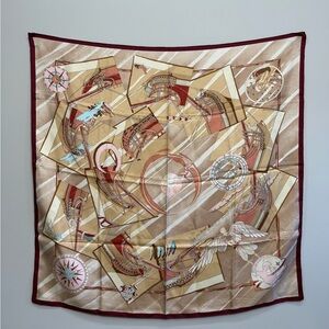 HERMES Face au Large  Silk Twill Scarf Dominik Jarlegant Nautical Globes